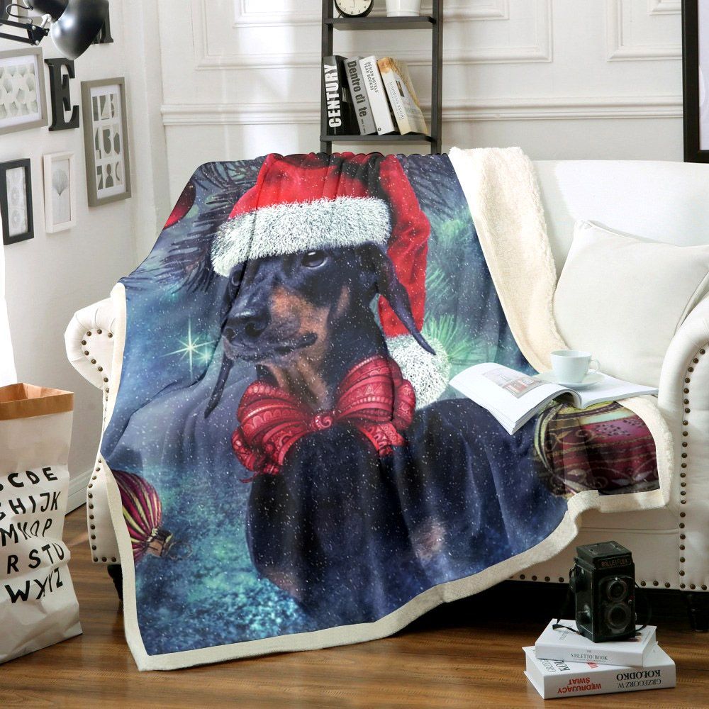 Dachshund Christmas Sherpa Fleece Blanket
