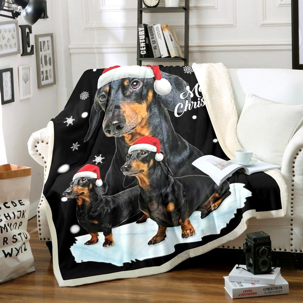 Dachshund Christmas Sherpa Fleece Blanket