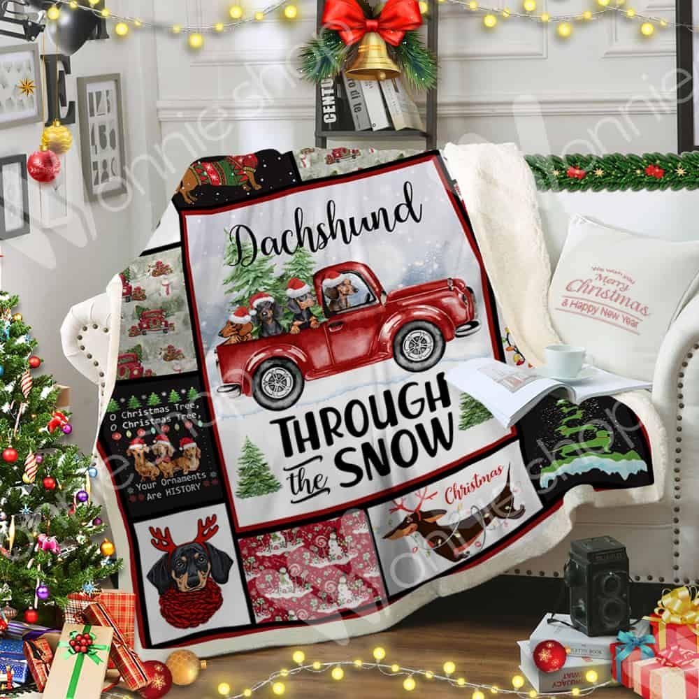 Dachshund Christmas Sherpa Fleece Blanket