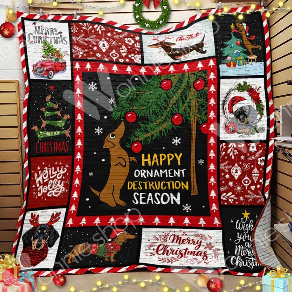 Dachshund Christmas CL15100116MDQ Quilt Blanket