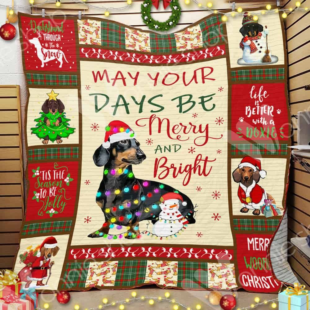 Dachshund Christmas CL15100122MDQ Quilt Blanket