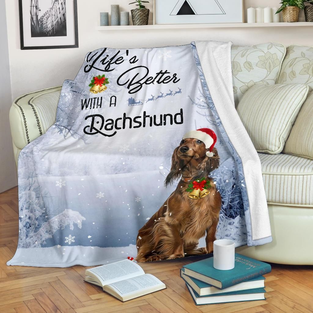 Dachshund Christmas Sherpa Fleece Blanket