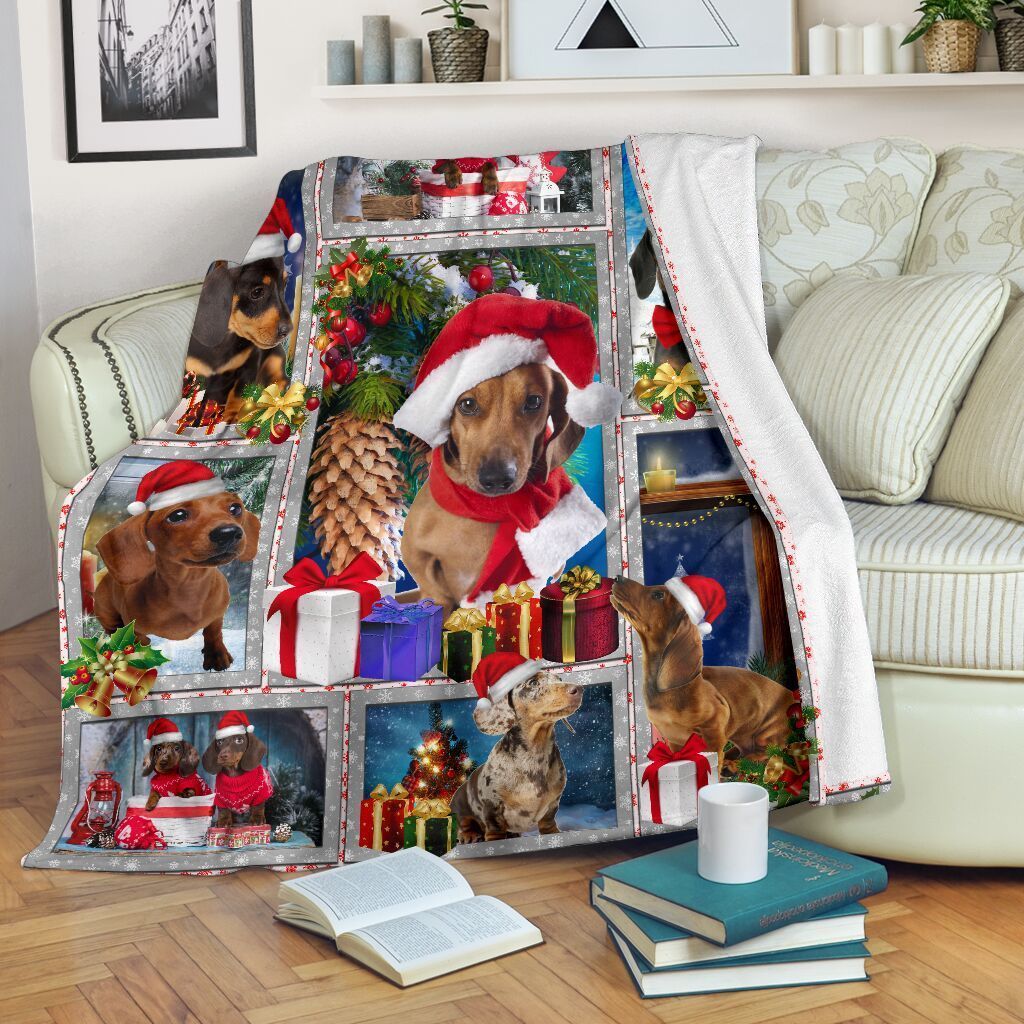 Dachshund Christmas Sherpa Fleece Blanket