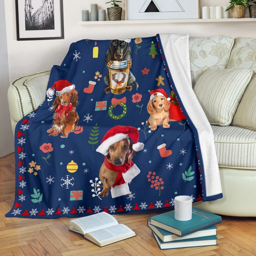 Dachshund Christmas Sherpa Fleece Blanket
