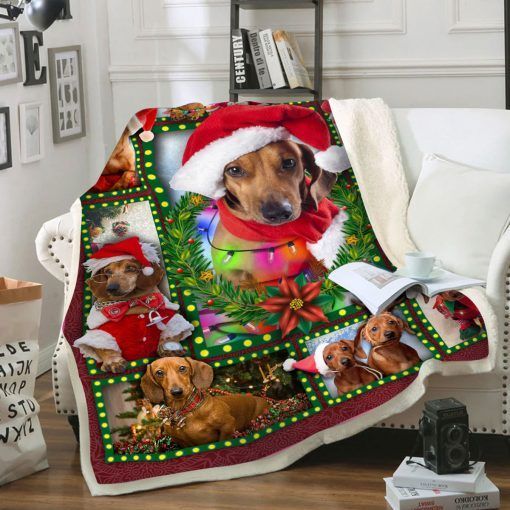 Dachshund Christmas Sherpa Fleece Blanket