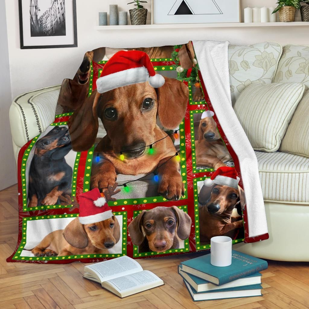 Dachshund Christmas Sherpa Fleece Blanket
