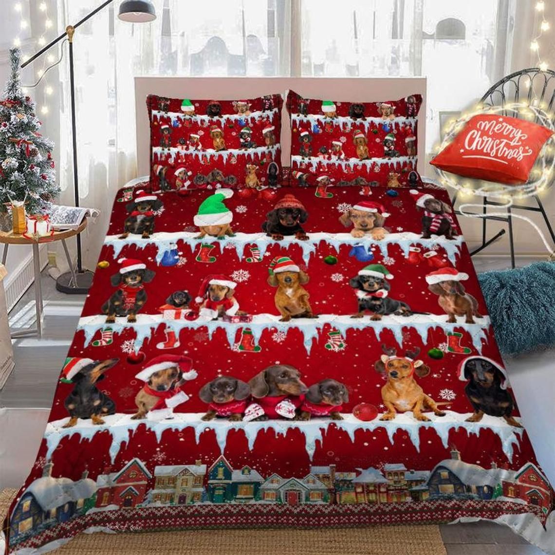 Dachshund Christmas Bedding Set