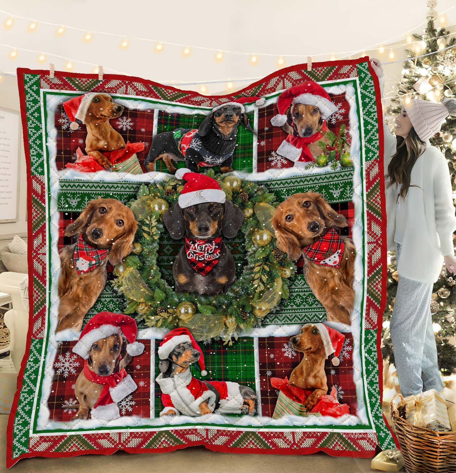 Dachshund Christmas DAC171114 Quilt Blanket