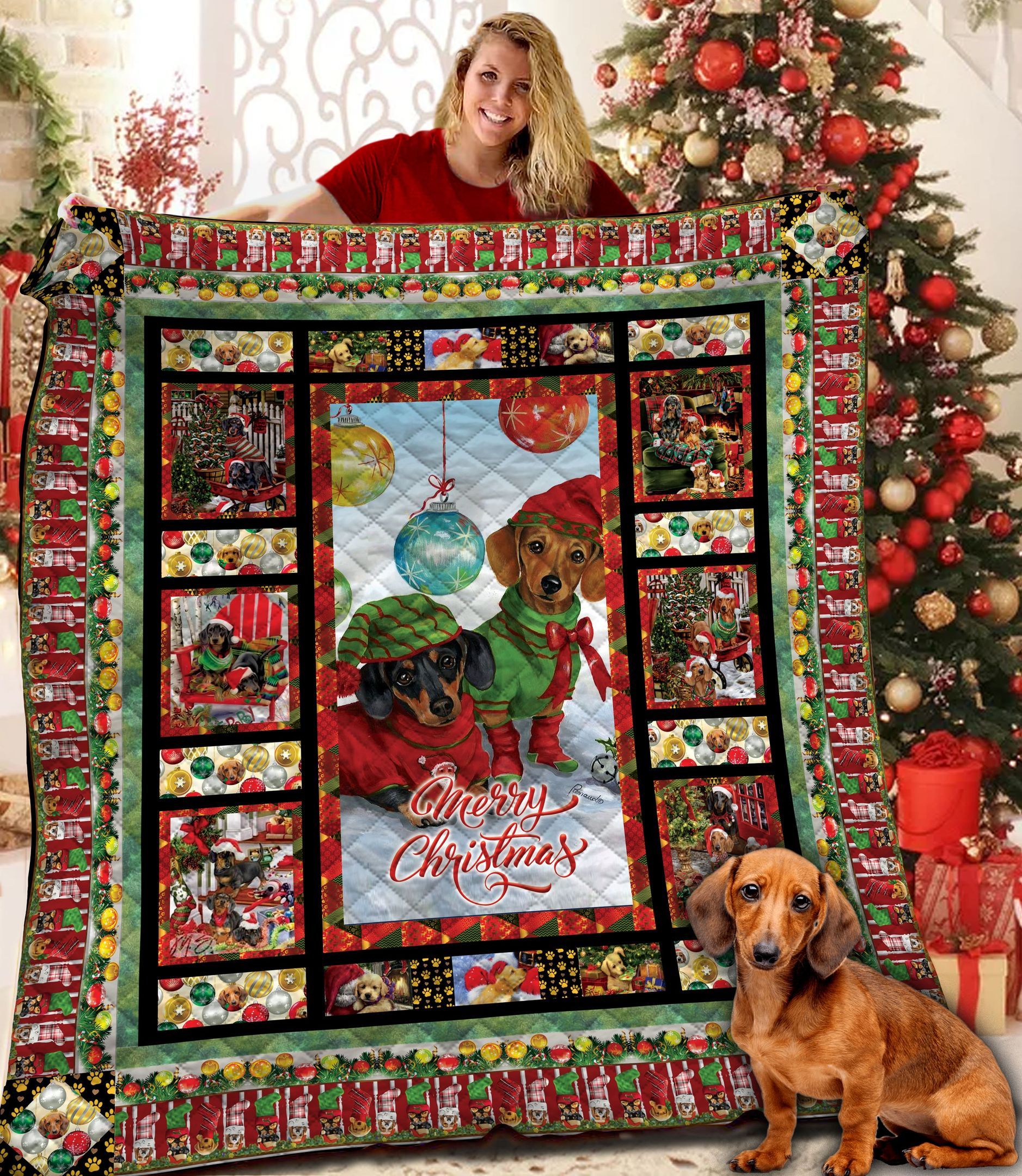 Dachshund Christmas DAC261004 Quilt Blanket