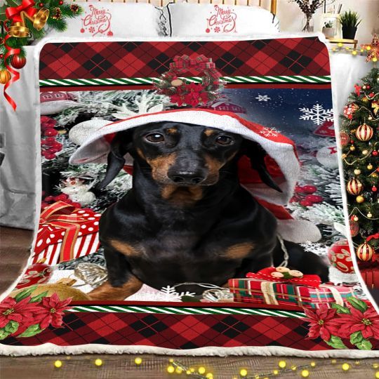 Dachshund Christmas Fleece Blanket