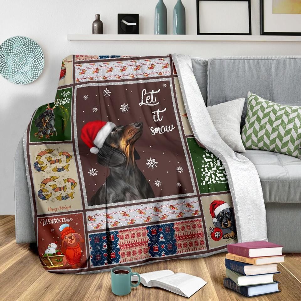 Dachshund Christmas Fleece Blanket