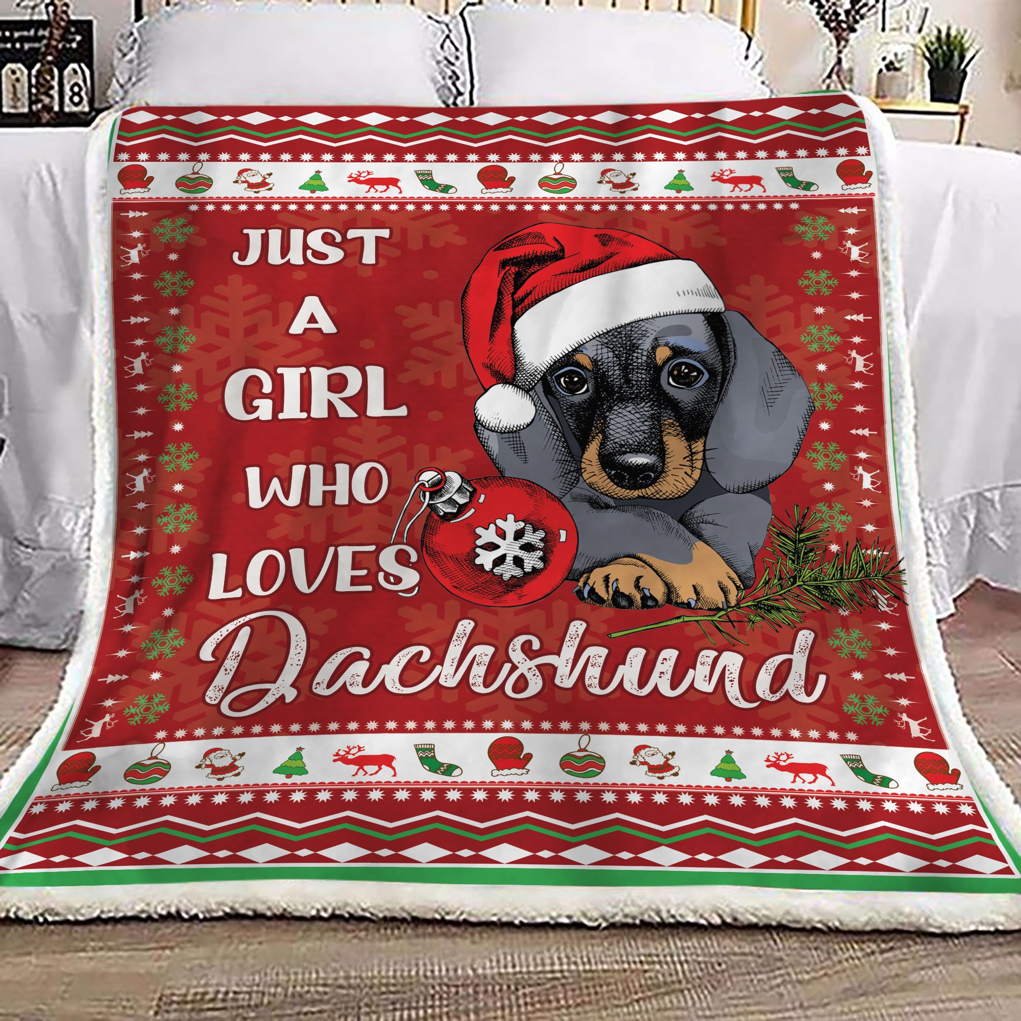Dachshund Christmas Fleece Blanket