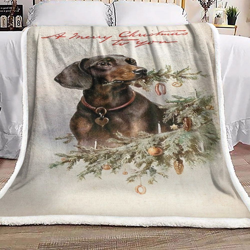 Dachshund Christmas Sherpa Fleece Blanket