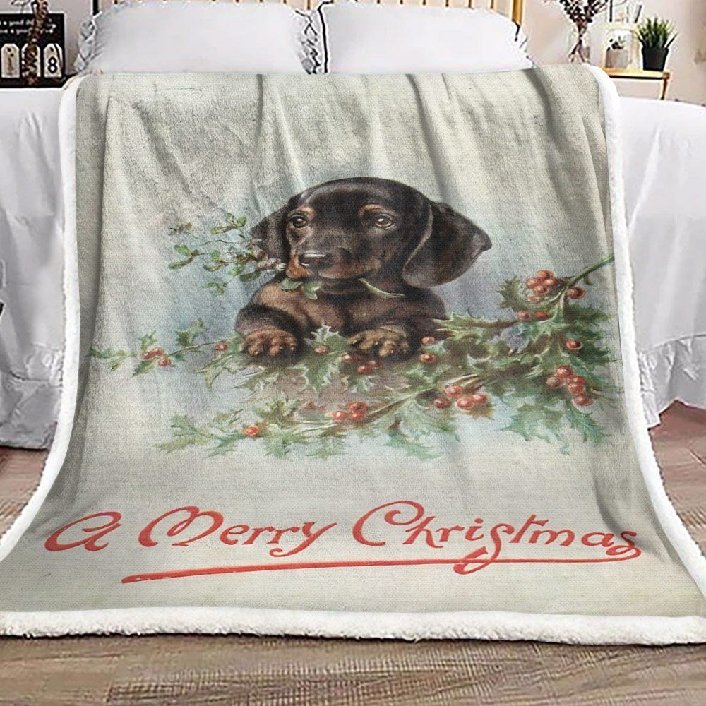 Dachshund Christmas Sherpa Fleece Blanket
