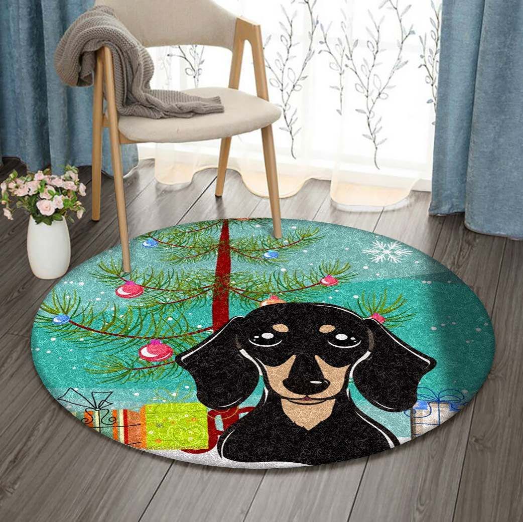 Dachshund Christmas Round Carpet