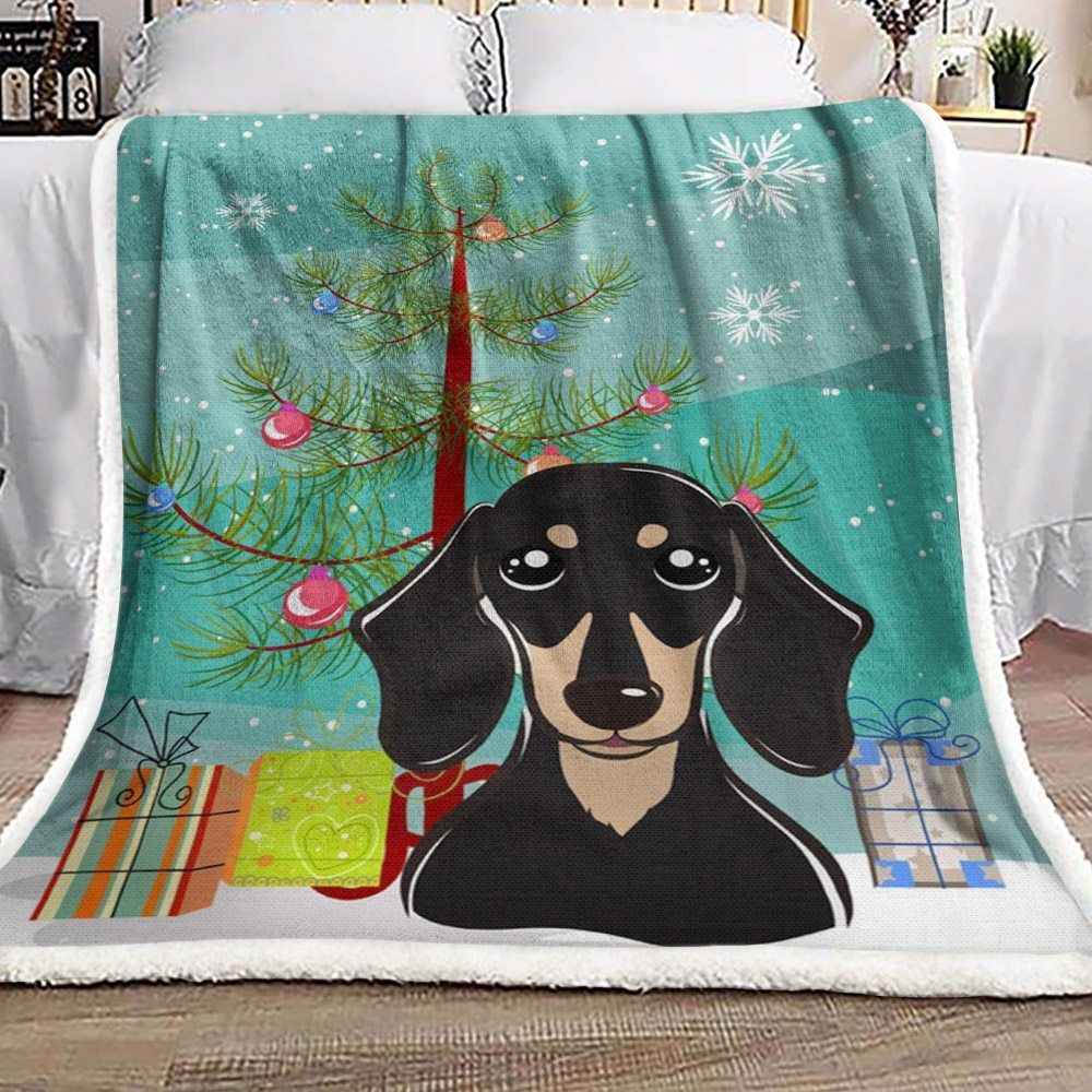 Dachshund Christmas Sherpa Fleece Blanket