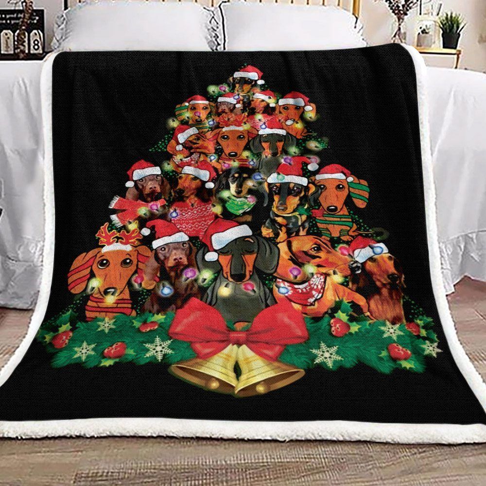 Dachshund Christmas Sherpa Fleece Blanket