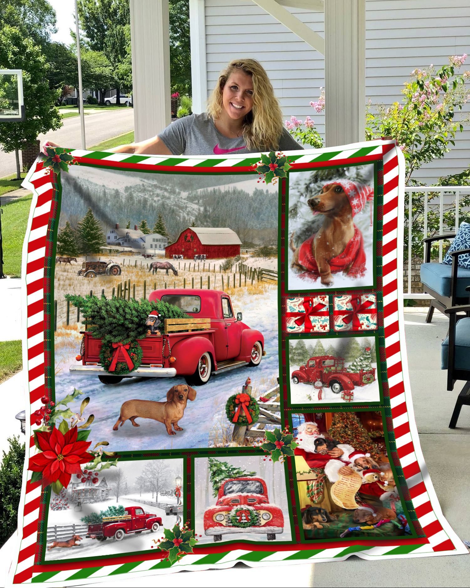 Dachshund Christmas Fleece Blanket