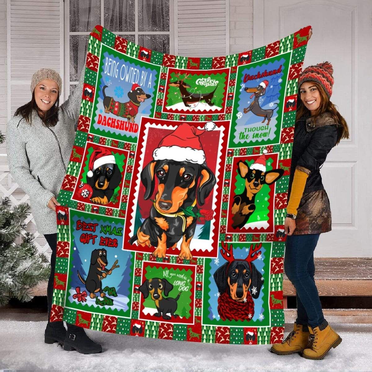 Dachshund Christmas Fleece Blanket