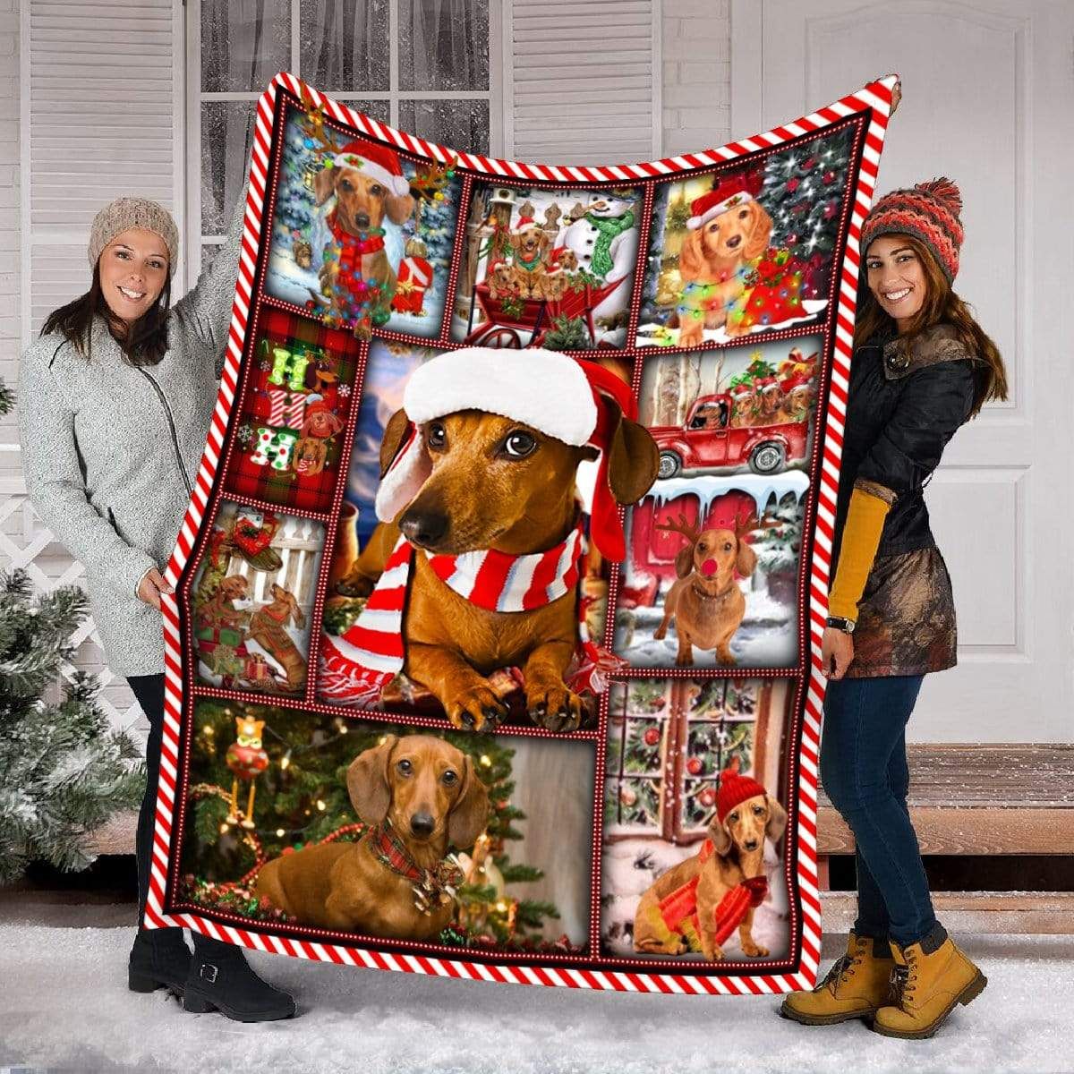 Dachshund Christmas Fleece Blanket