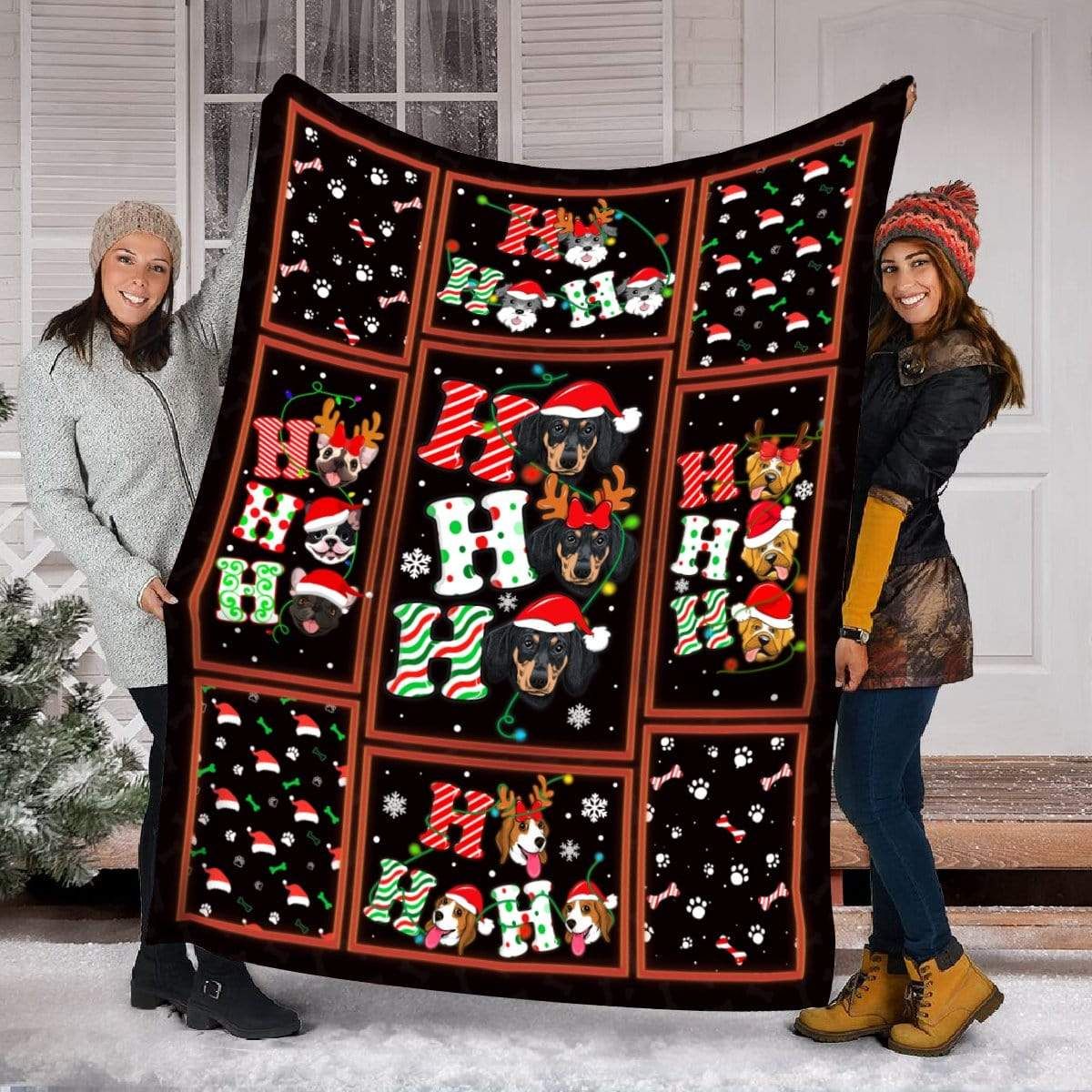 Dachshund Christmas Fleece Blanket