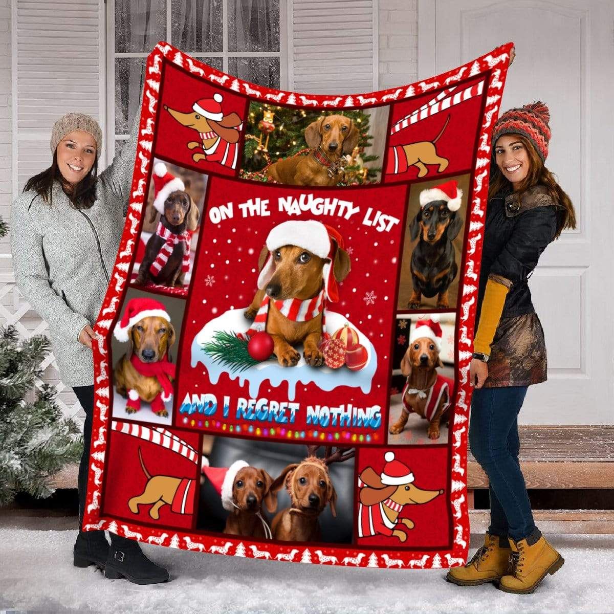 Dachshund Christmas Fleece Blanket