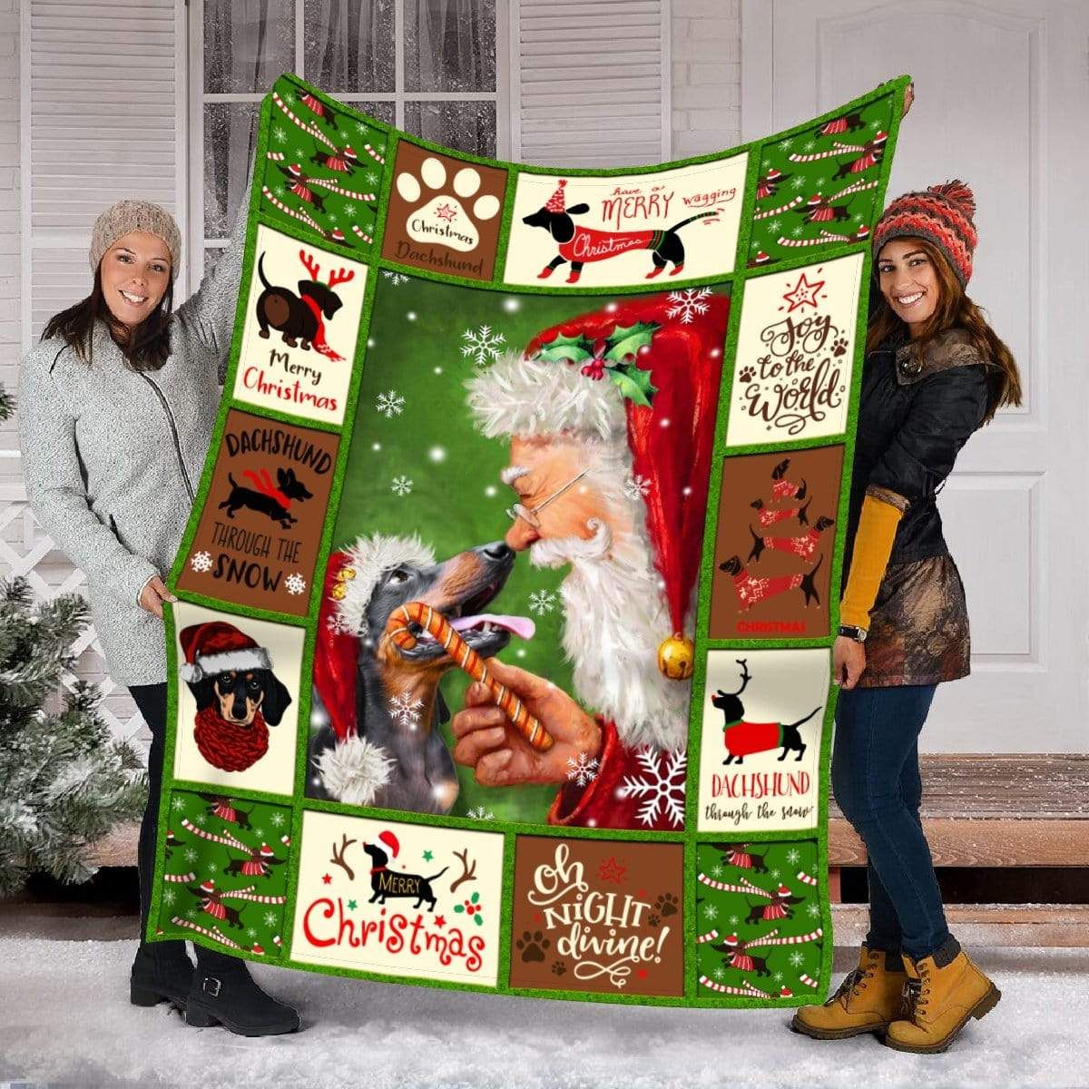 Dachshund Christmas Fleece Blanket