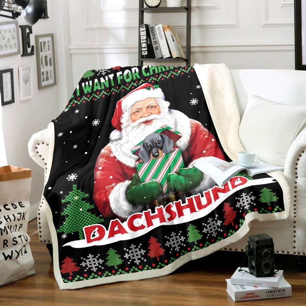 Dachshund Christmas Sherpa Fleece Blanket