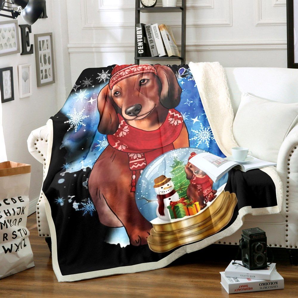 Dachshund Christmas Sherpa Fleece