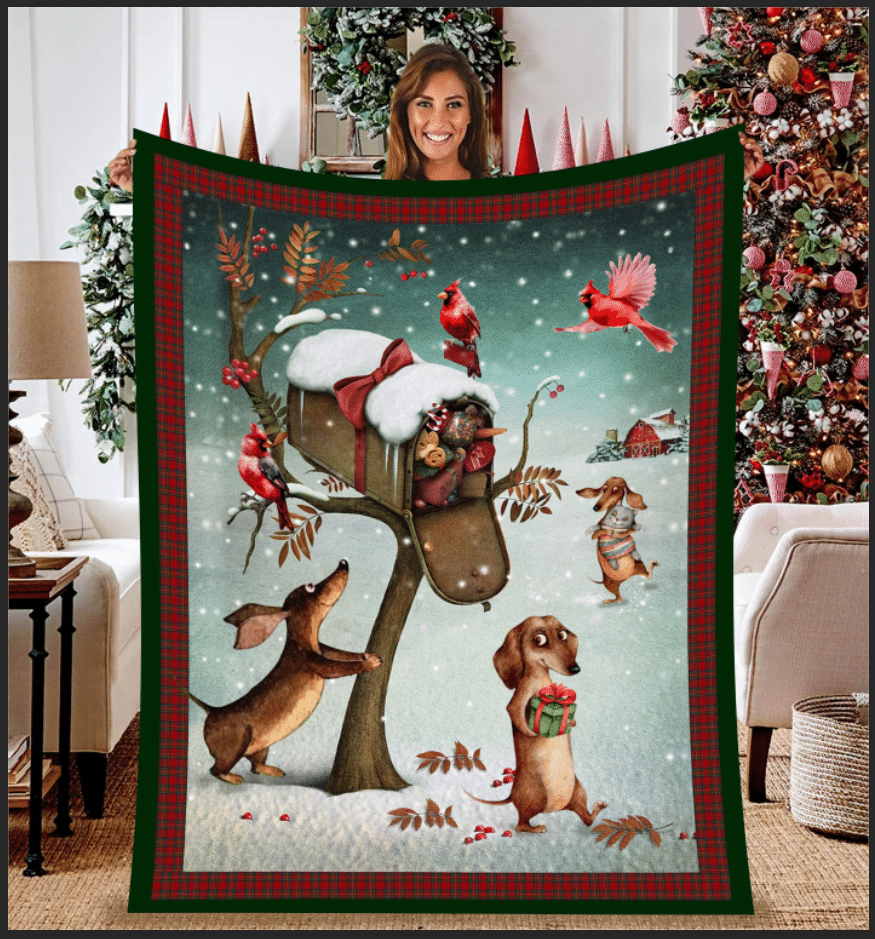Dachshund Christmas Fleece Blanket