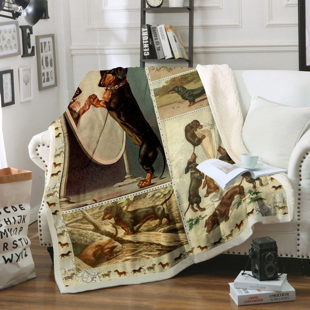 Dachshund Sherpa Fleece Blanket