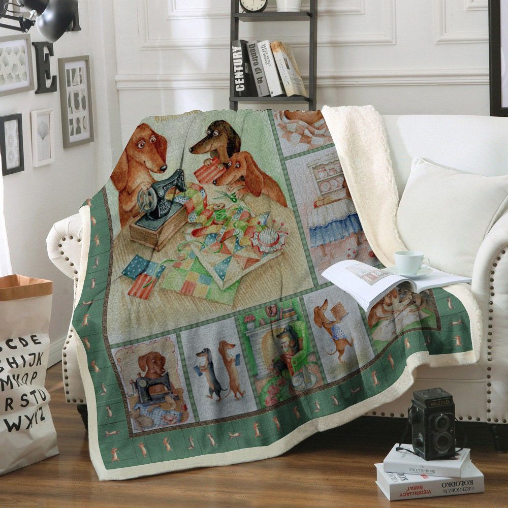 Dachshund Sherpa Fleece Blanket