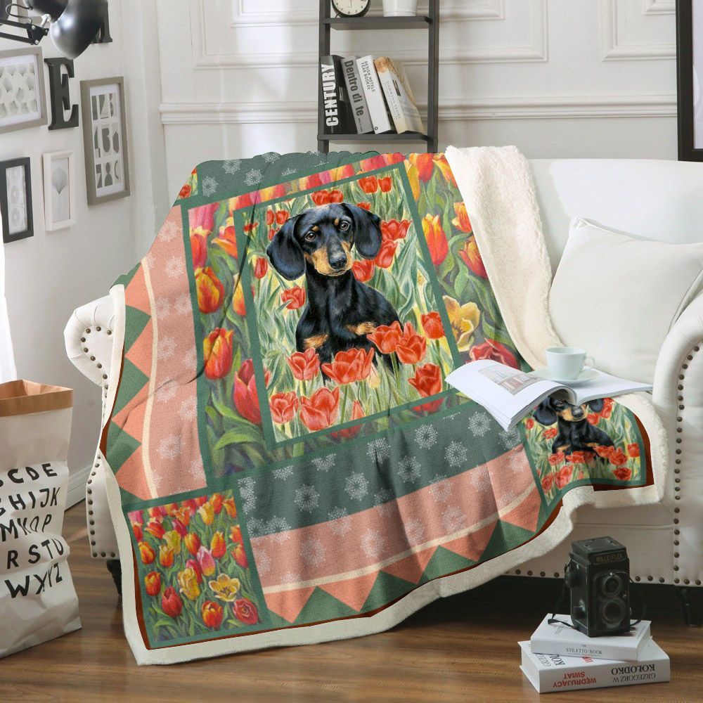 Dachshund Sherpa Fleece Blanket