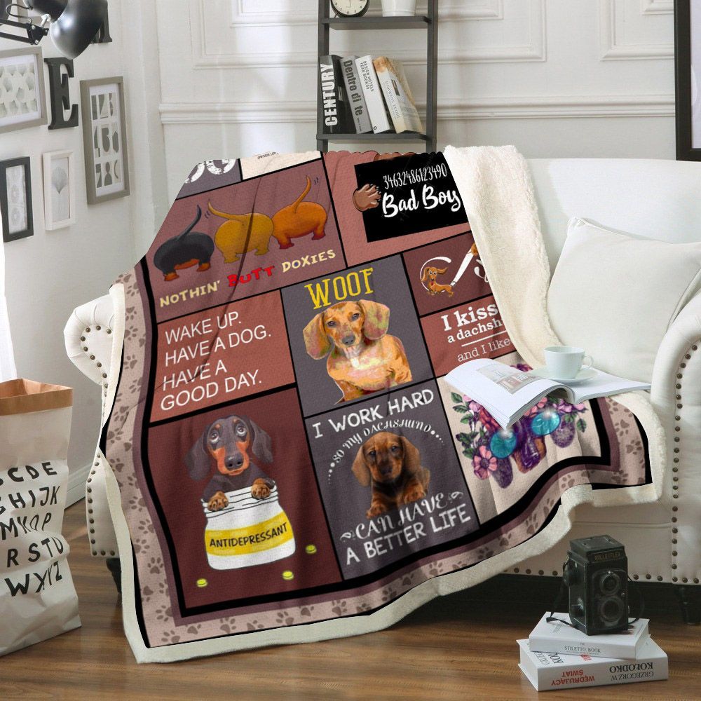 Dachshund Sherpa Fleece Blanket