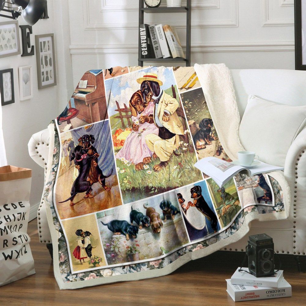 Dachshund Sherpa Fleece Blanket