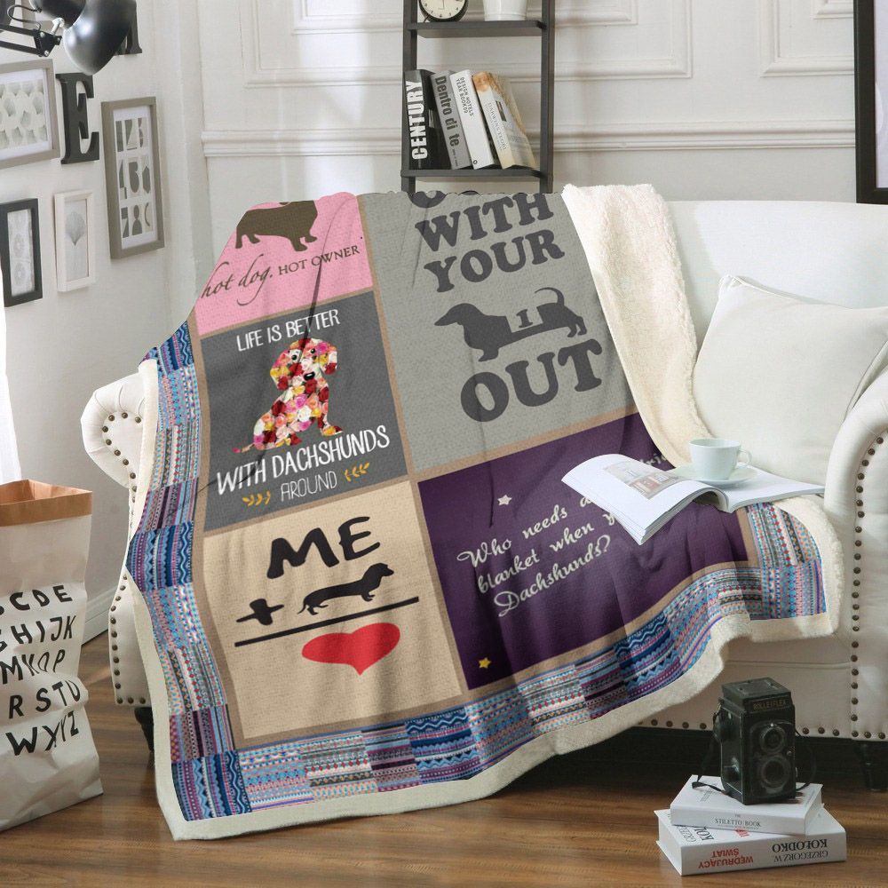 Dachshund Sherpa Fleece Blanket