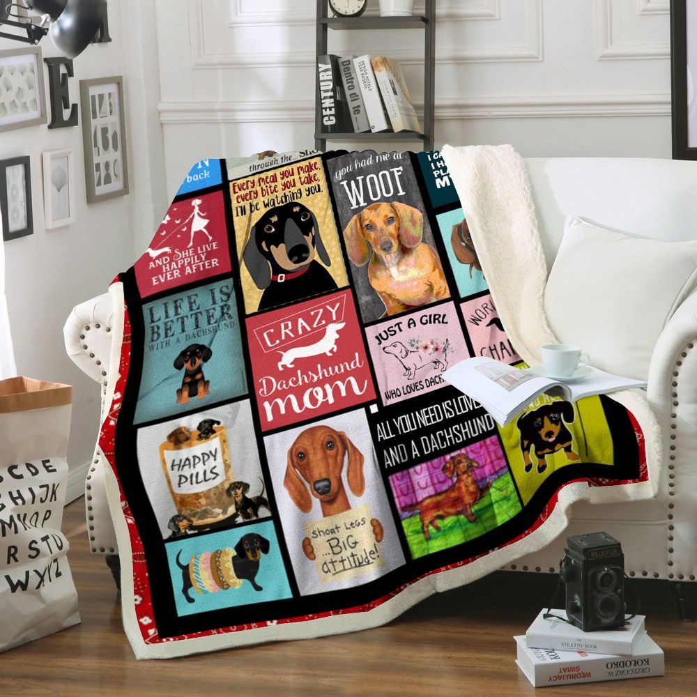 Dachshund Sherpa Fleece Blanket