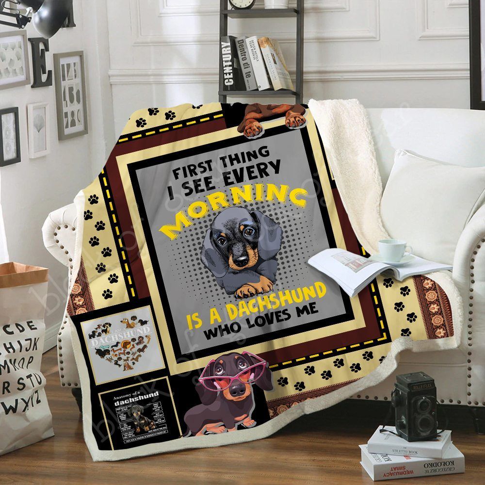 Dachshund Sherpa Fleece Blanket