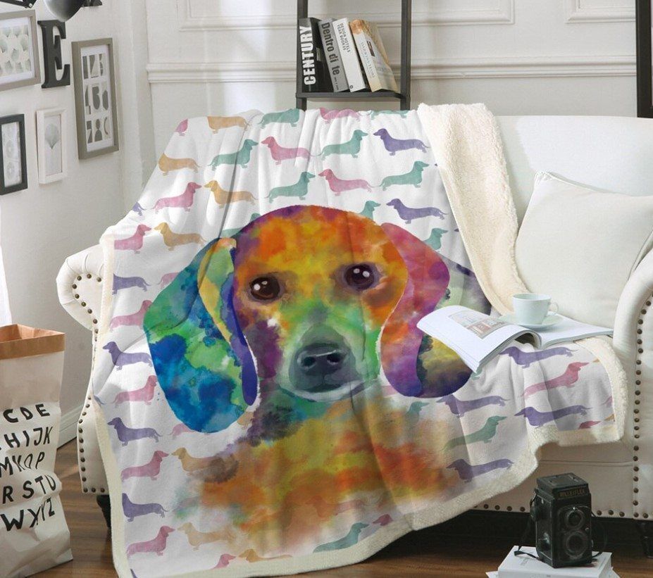 Dachshund Sherpa Fleece Blanket