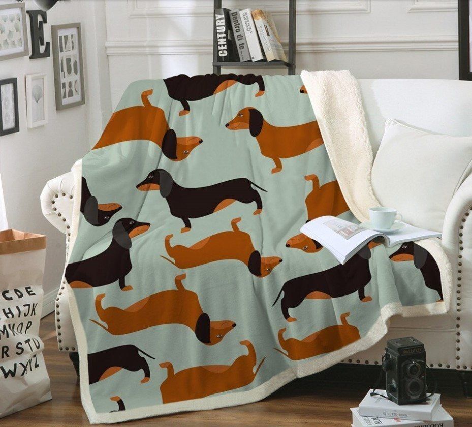 Dachshund Sherpa Fleece Blanket