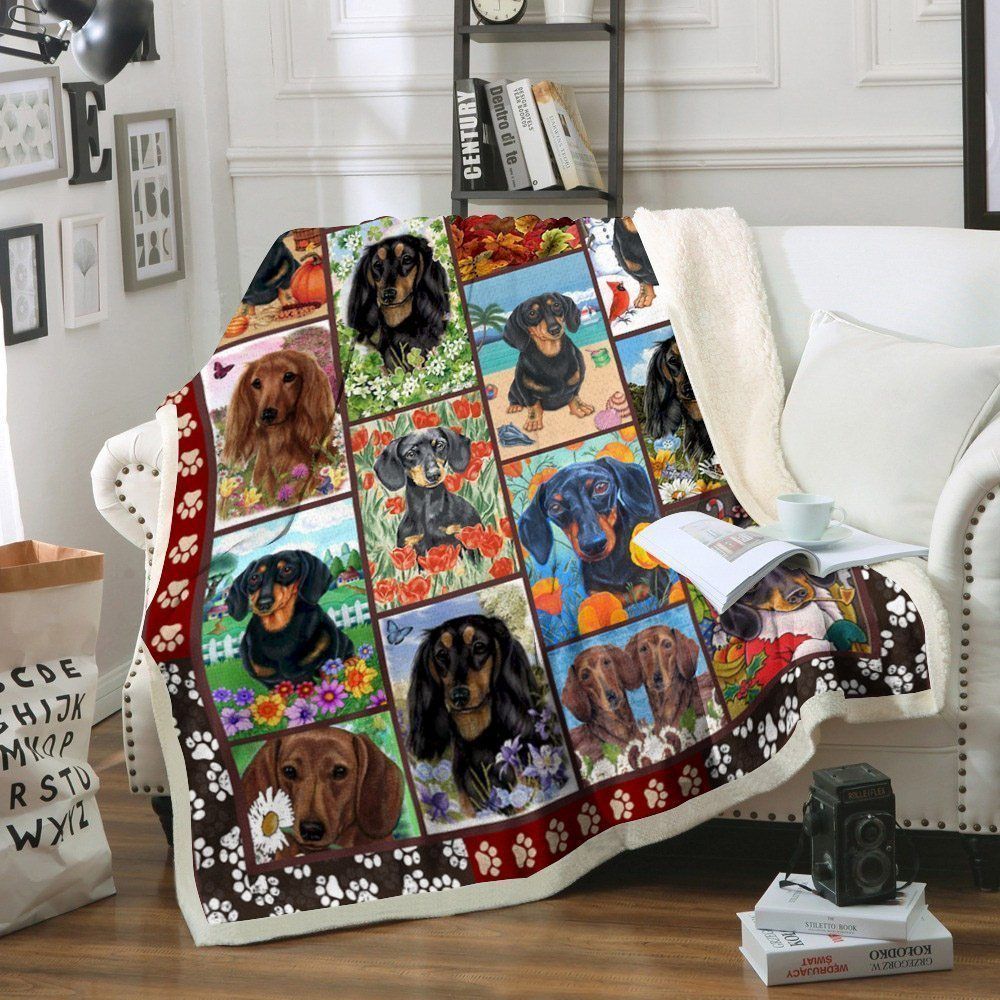 Dachshund Sherpa Fleece Blanket