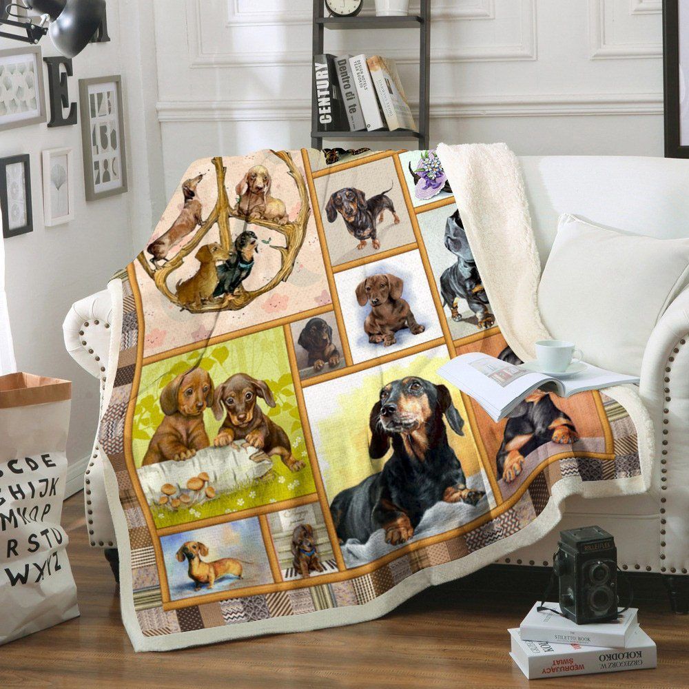 Dachshund Sherpa Fleece Blanket