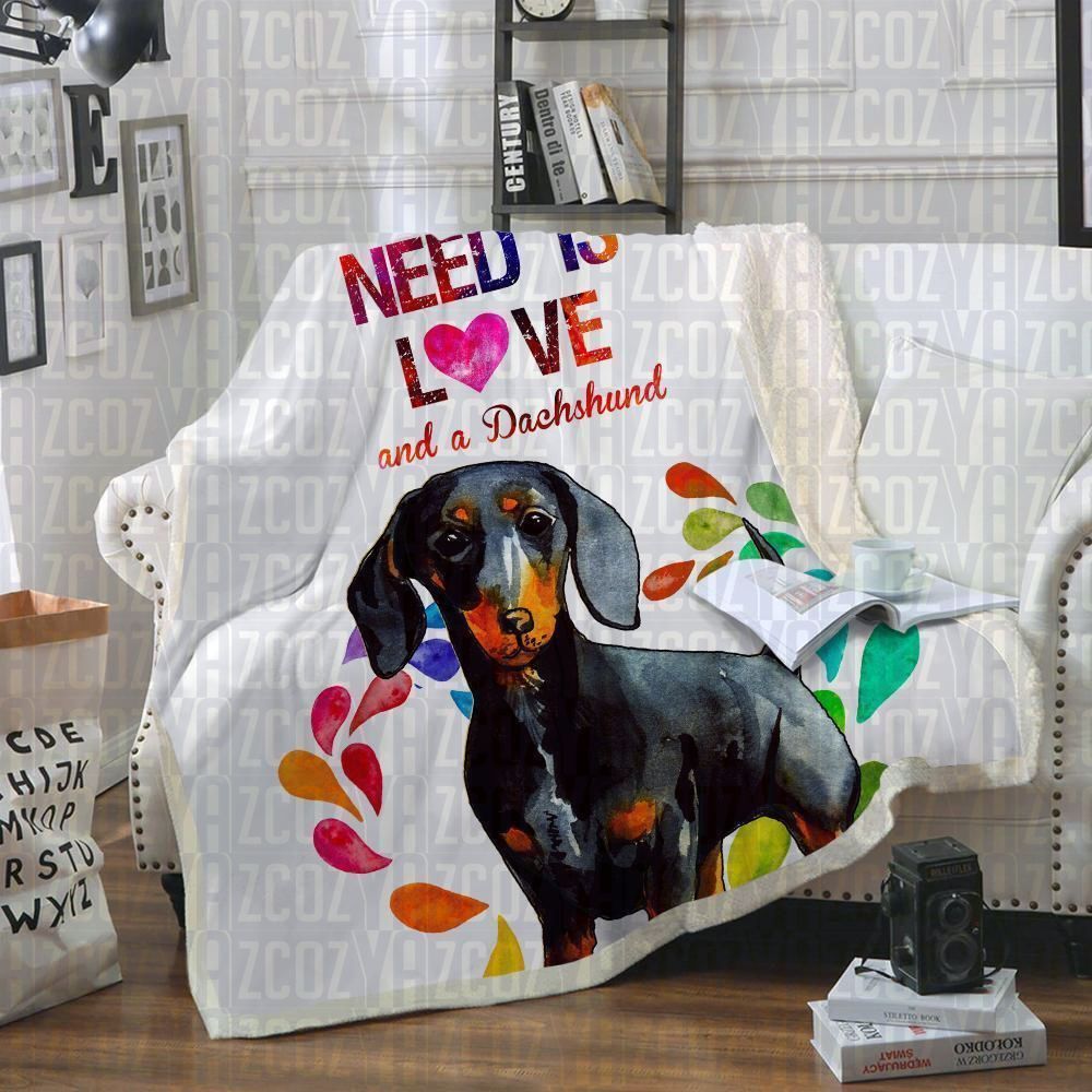 Dachshund Sherpa Fleece Blanket