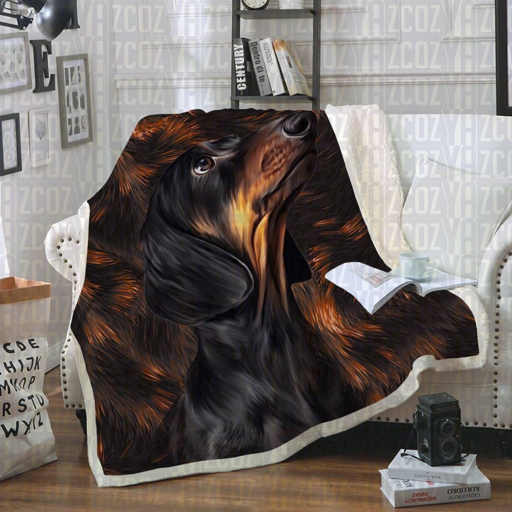 Dachshund Sherpa Fleece Blanket