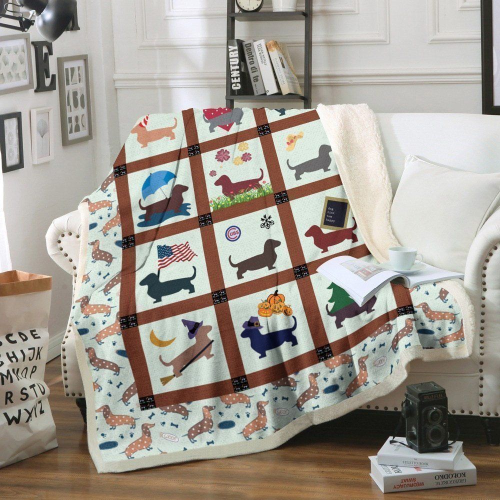 Dachshund Sherpa Fleece Blanket