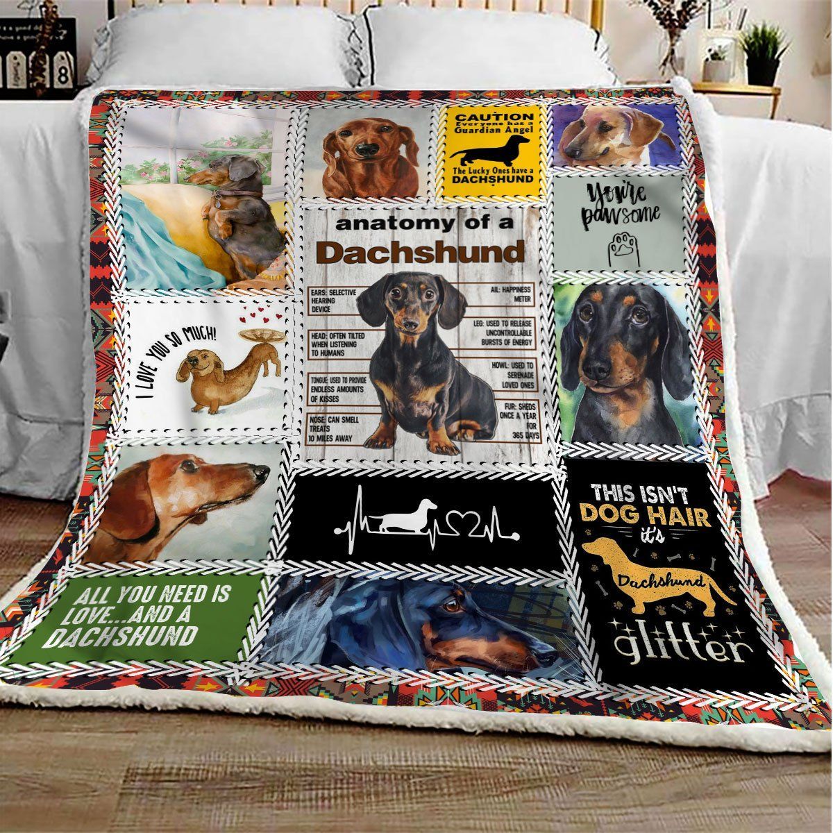 Dachshund Sherpa Fleece Blanket