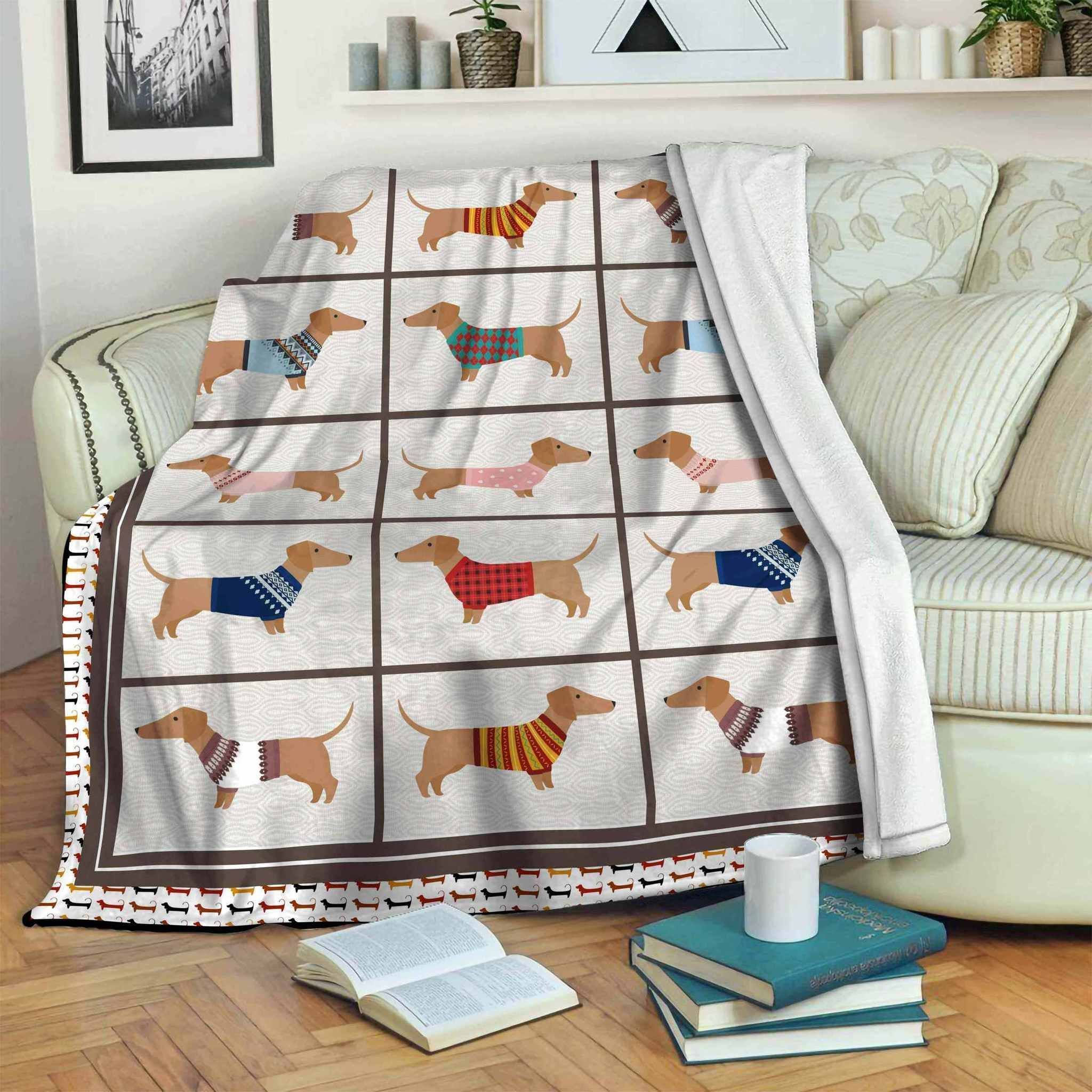 Dachshund Sherpa Fleece Blanket