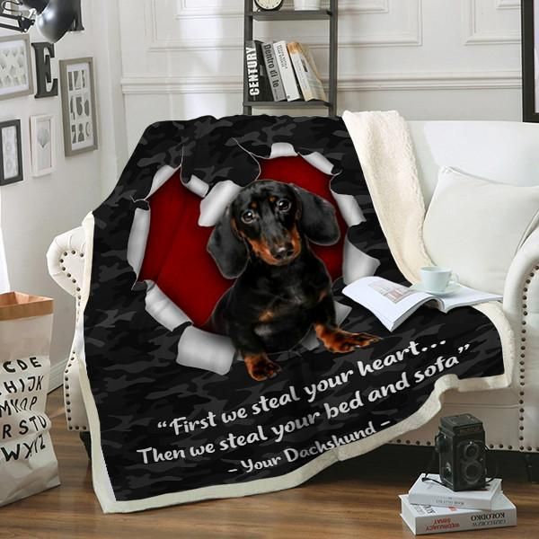 Dachshund Sherpa Fleece Blanket