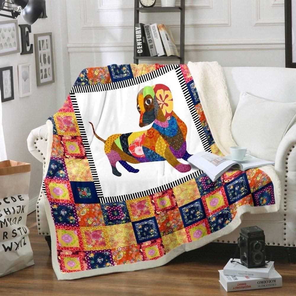 Dachshund Sherpa Fleece Blanket