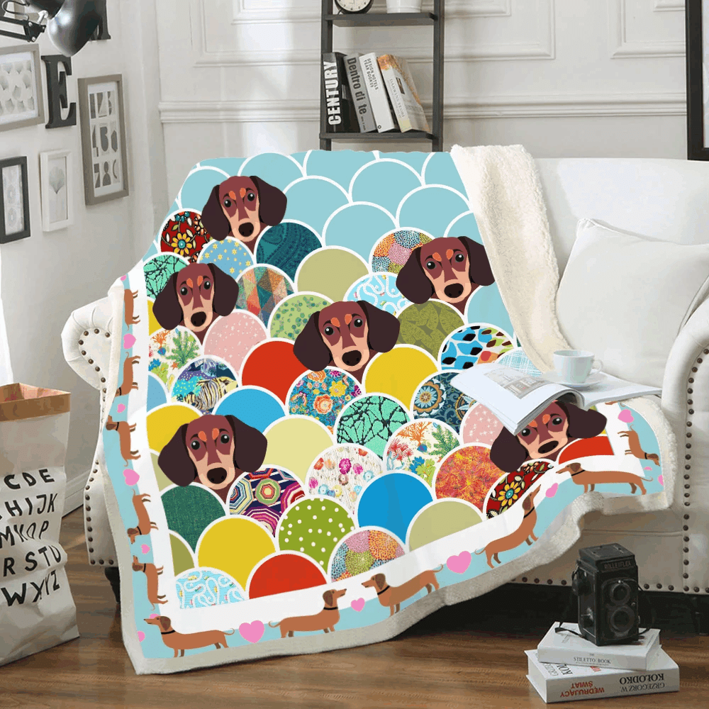 Dachshund Sherpa Fleece Blanket